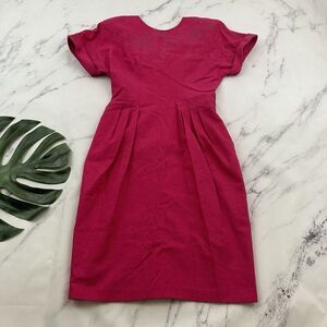 Nancy Johnson Womens Vintage 90s Sheath Dress Size 6 New Pink Linen Embroidered